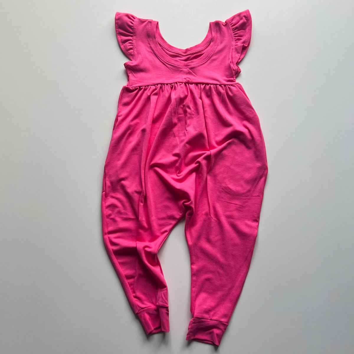 Liberty Romper [Flutter Sleeve] in 'Flamingo' - Ready To Ship