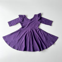 Elle Twirl Dress [3/4 Sleeve With Flutter] in 'Ultraviolet' - Ready To Ship