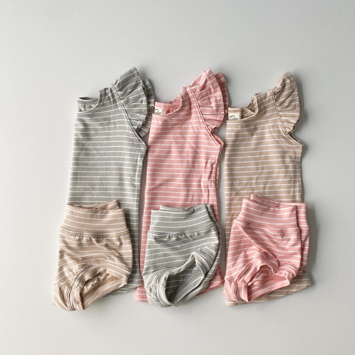 Tilly Tank/Billy Bloomers Set in 'Fawn Wide Stripe' - Ready To Ship