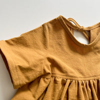 Nora Short-Sleeved Tunic with  Pockets in 'Saffron Crepe' - Ready To Ship