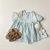 Nora Short-Sleeved Tunic with  Pockets in 'Reclaimed Sky Vines' - Ready To Ship