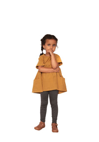 Nora Short-Sleeved Tunic with  Pockets in 'Saffron Crepe' - Ready To Ship
