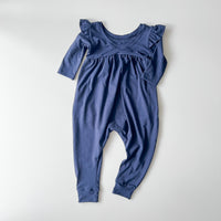 Liberty Romper [3/4 with Flutter Sleeve] in 'Deep Sea' - Ready To Ship