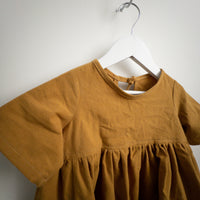 Nora Short-Sleeved Tunic with  Pockets in 'Saffron Crepe' - Ready To Ship