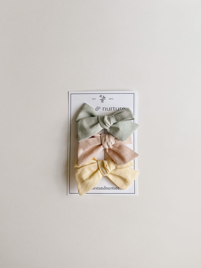 The Pastels  || Trio || Handtied Mini Bow Bundle